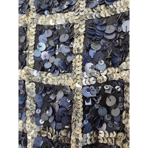 St. John Hand Beading Silk Sequin Rhinestone Navy Formal Evening Jacket, Large - Picture 8 of 14